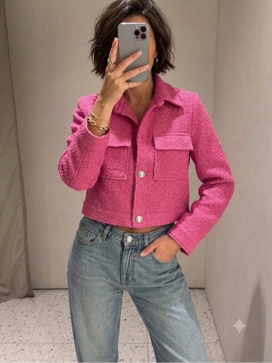 No Brand Sweaters - Pink Textured Jacket